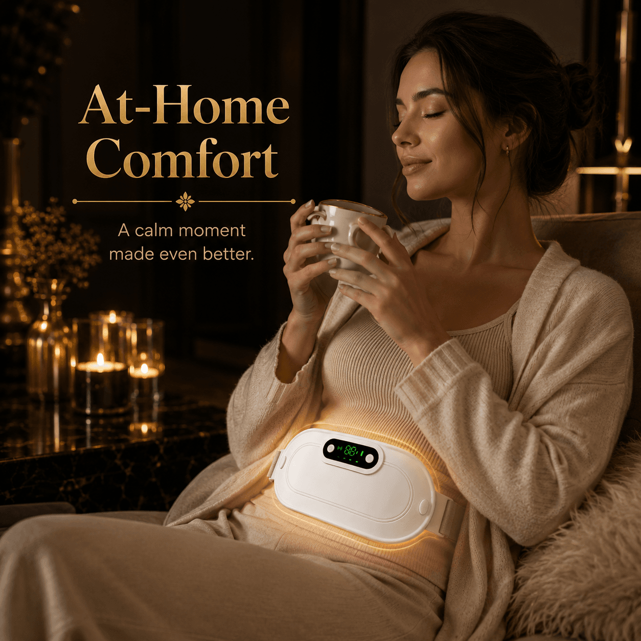 White wearable period cramp comfort device
